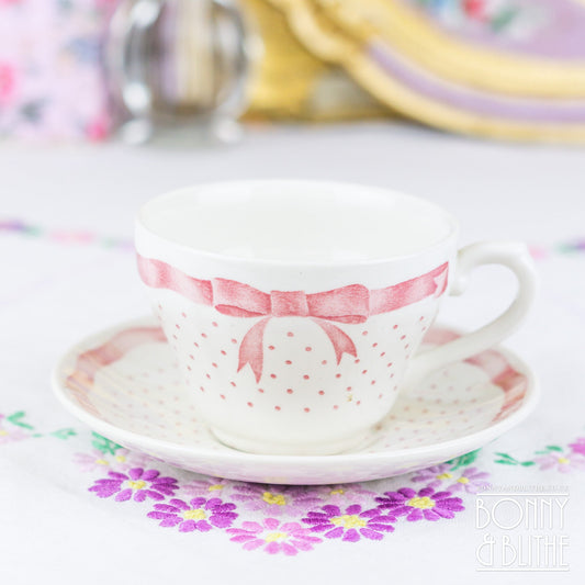 Churchill Vanity Fayre Pink Ribbon Teacup and Saucer